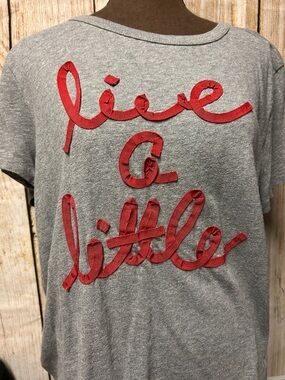 J. Crew Gray Short Sleeve Tee with Red Script Applique